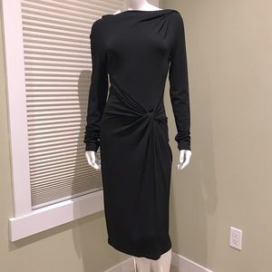 (2) Michael Kors Long Sleeve Mid-calf Dresses, (1) black (1) plum both size 8